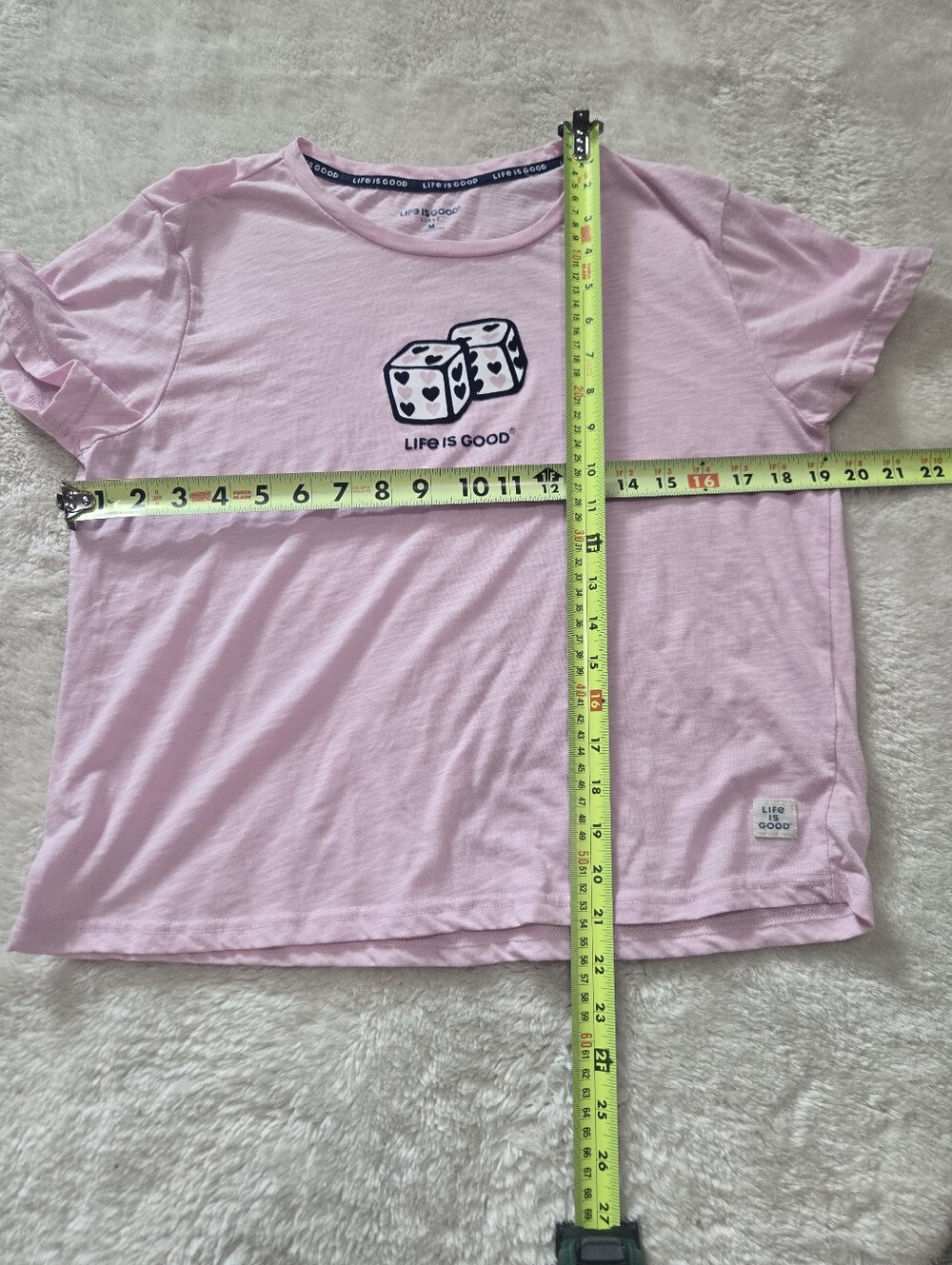 Life is Good Pink and Gray Dice and Hearts Loungewear Pajamas Set, Size M - Picture 3 of 7